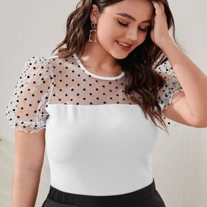 White and polka dot top